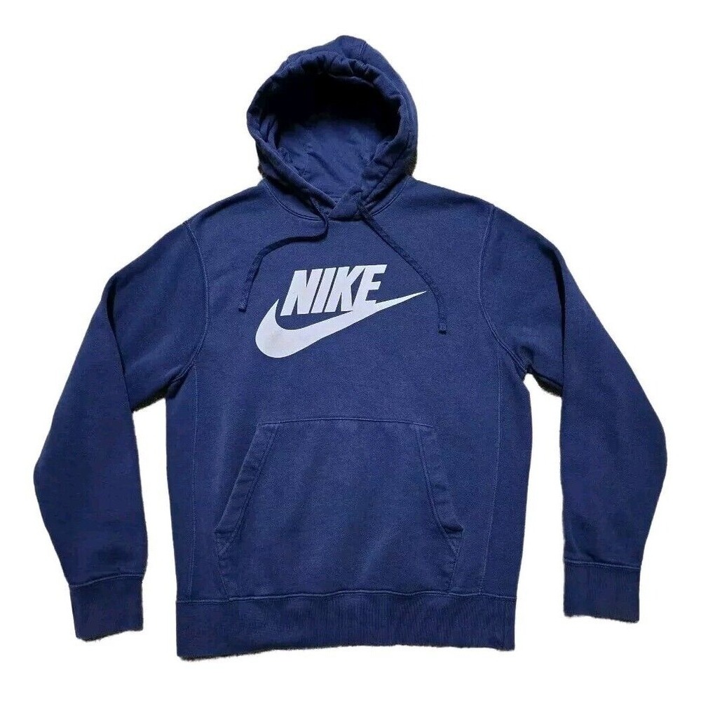 Nike Hoodie Men's Small Navy Big Logo‎ Center Swoosh Y2K